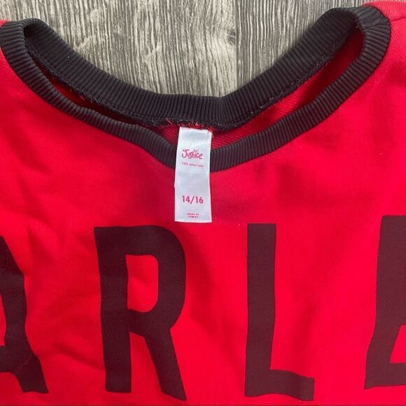 2/$20 Justice | "Fearless" Croptop Black & Red 14/16 - Picture 2 of 6